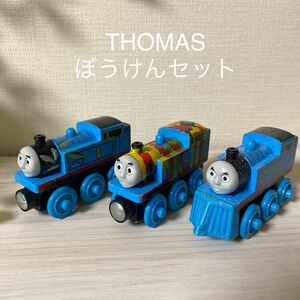 きかんしゃトーマス　木製レールシリーズ　　トーマスぼうけんセット　マテル社製(Y4102)