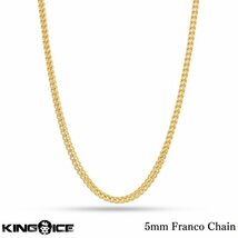 【チェーン幅 5mm 長さ 24インチ】King Ice キングアイス フランコチェーン ネックレス ゴールド 5mm Franco Chain メンズ レディース_画像1