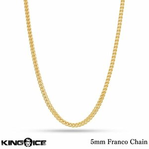 【チェーン幅 5mm 長さ 22インチ】King Ice キングアイス フランコチェーン ネックレス ゴールド 5mm Franco Chain メンズ レディース