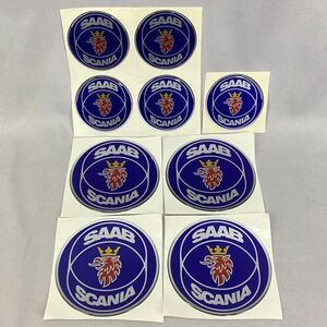 未使用 SAAB SCANIA サーブ スカニア 3D ステッカー BLUE 60mm 5枚 90mm 4枚 ９枚セット シール エンブレム【124-4】