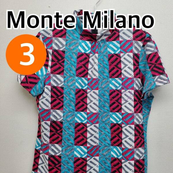 Monte Milano モンテミラノ トップス tシャツ カットソー 総柄 レディース 3サイズ USA:L【CT119】