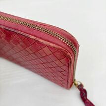 BOTTEGAVENETA ボッテガヴェネタ 長財布 VENETA ラウンドファスナー レザー 財布 レッド KH_画像3