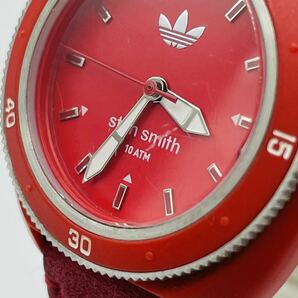 257 adidas アディダス stan Smith スタンスミス ADH3183 901610 レディース腕時計 腕時計 時計 赤文字盤 3針 10気圧防水 本革ベルト 赤 ATの画像10
