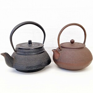 南部鉄器 ？ 2つセット 鉄器 茶道具 鉄瓶 煎茶道具 急須 茶器 南部鉄瓶 銑鉄 岩手県 特産品 伝統工芸品 アンティーク レトロ 鉄製 WK