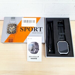 SPORT スポーツ SMART WATCH スマートウォッチ DK68 Android対応 ブラック ラバーベルト 2023モデル 軍用規格 1.96インチ Bluetooth5.2 WK