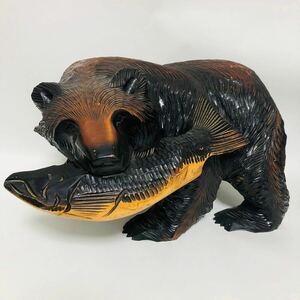 【美品】木彫り 熊 クマ 置物 彫刻 北海道