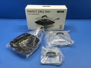 未使用【 マイヤー / MEYER 】PERFECT GRILL PAN グリルパン GLASS LID パーフェクトグリルパン 調理器具 キッチン 100