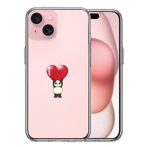 iPhone15Plus ケース クリア パンダ ハート 重量挙げ 並感 スマホケース 側面ソフト 背面ハード ハイブリッド