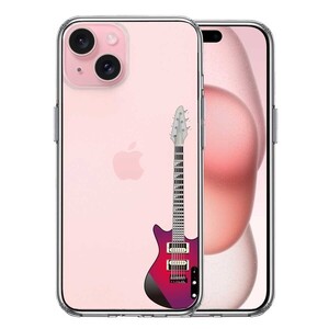 iPhone15Plus ケース クリア エレキギター スマホケース 側面ソフト 背面ハード ハイブリッド