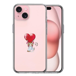 iPhone15Plus ケース クリア チンパンジー ハート 重量挙げ スマホケース 側面ソフト 背面ハード ハイブリッド