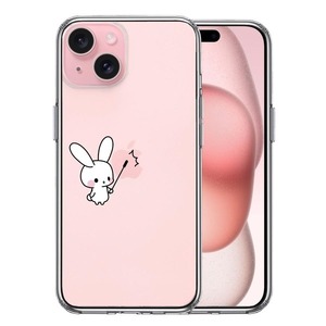 iPhone15Plus ケース クリア うさぎ の うさぴょんの りんご講座 スマホケース 側面ソフト 背面ハード ハイブリッド