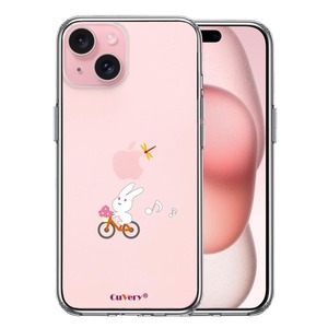 iPhone15Plus ケース クリア チャリ うさぎ ラビット ぴょんぴょん スマホケース 側面ソフト 背面ハード ハイブリッド