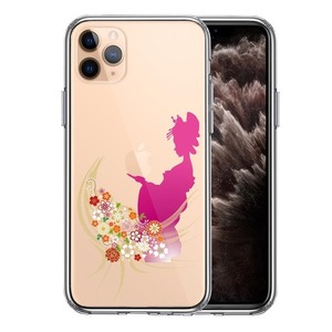 iPhone11pro ケース クリア 日本女性 着物少女 スマホケース 側面ソフト 背面ハード ハイブリッド