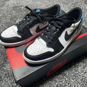 Nike Air Jordan 1 Low OG Black and Dark Powder Blue/UNC NIKE ナイキ スニーカー 白 LOW 黒 ユニバーシティブルー