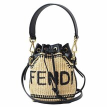 【送料無料】【本物】人気★FENDI★フェンディ★モントレゾールミニ★8BS010★ラフィア×レザー★ナチュラル×ブラック★2WAYバック★女性_画像1