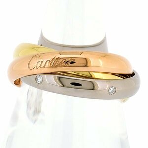 【送料無料】【本物】人気★Cartier★カルティエ★750YG/WG/PG★トリニティリング★ダイヤモンド5Ｐ★54★約14号★指輪★磨き済み★保証書