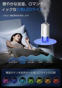 加湿器 小型 卓上 抗菌鋼片 バッテリー表示 卓上加湿器 7色LEDライト 乾燥/花粉対策 みどり　希望小売価格9980円