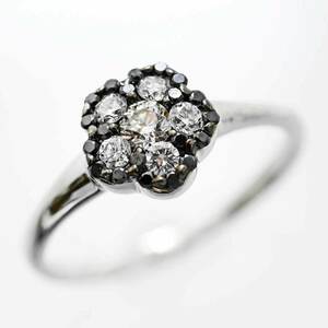 ポンテヴェキオ PONTE VECCHIO K18WG ホワイトゴールド ダイヤ0.26ct ブラックダイヤ0.10ct リング 12号 3424