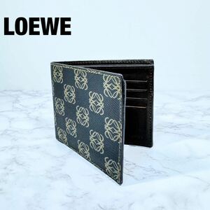 【新品】ロエベ　LOEWE アナグラム　リピートアナグラム　二つ折り財布 財布　お札入れ　ウォレット レザー　ユニセックス