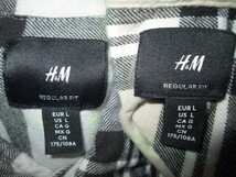 ★古着 H&M エイチアンドエム ネルシャツ USサイズ L チェック柄 グレー色 ベージュ色 REGULAR FIT レギュラーフィット 2点 長袖シャツ★_画像10