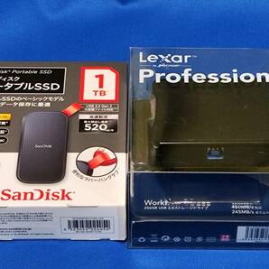 送料込 ポータブルSSDセット SanDisk 1TB (使用63H) / Lexar 256GB