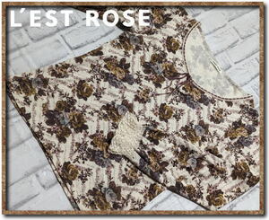 ☆L'EST ROSE　レストローズ　レース&リボン付きバラ柄カットソー☆