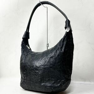 【美品】 JRA 認定 HAND MADE by WORLD REP オーストリッチ ダチョウ 肩掛け ショルダーバッグ バッグ レディース ブラック