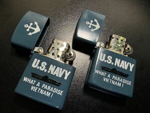 【デッドストック】U.S.NAVY WHAT A PARADISE VIETNAM ! 未使用オイルライター 2個セット JAPAN刻印 USアーミー ベトナム ②