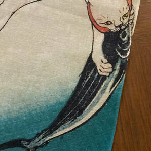 歌川国芳　手ぬぐい 猫の当て字 かつお 鰹 浮世絵　手拭い　サイズは約90cm 35cm