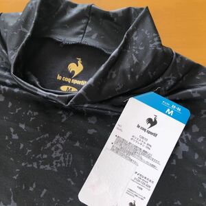 Ｍサイズ新品未使用　ルコック le coq sportif ハイネック ストレッチインナー 裏起毛　モックネック長袖　あったか　ブラック柄