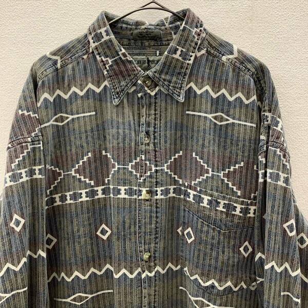 ROBERT STOCK 90s ロバートストック 長袖シャツ 総柄シャツ ビンテージ 古着 size XL 78497