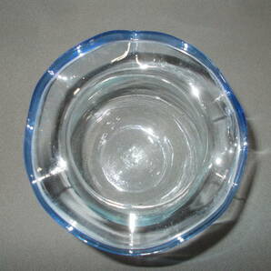 ◆古いガラス金魚鉢-小◆ブルー縁吹きガラス◆アンティークの画像5
