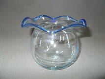 ◆古いガラス金魚鉢-小◆ブルー縁吹きガラス◆アンティーク_画像4