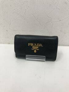 ⑮ PRADA プラダ キーケース レザーBLKブラック無地 レディース1PG222 6