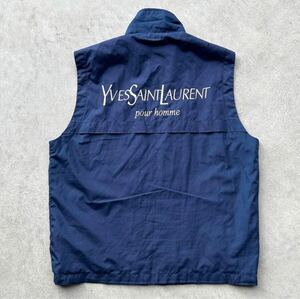 入手困難 90s YSL イヴサンローラン Yves Saint Laurent 刺繍ロゴ ベスト ネイビー