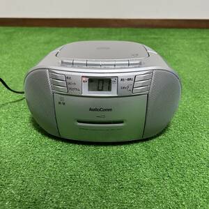 【動作品】オーム電機 RCD-550Z-S CDラジオカセットレコーダー AudioComm ラジカセ REC 電源コード付き 