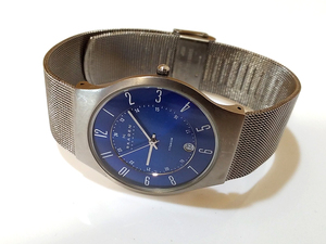 【 稼働中 】 SKAGEN DENMARK 233XLTTN Sundby Titanium Quartz Watch with Date スカーゲン クオーツ 腕時計