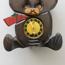 熊 木彫り ファンシークロック 置物 オブジェ 飾り 古道具 アンティーク 木彫の熊 時計 掛け時計_画像3