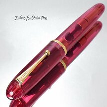 ◆●万年筆【JINHAO/金豪】Dadao 9019 極太軸 クリアレッド 透明軸 デモンストレーター 存在感 迫力 風格 超大型 M 中字 新品 /JH156CLRD_画像4