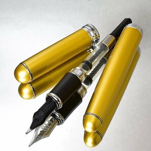 ◆●万年筆【JINHAO/金豪】ジンハオ X750 メタリックイエロー 太軸 両用式 ペン先:大型18KGP M 中字 滑らかな書き心地 新品 1円～/JH8Mの画像6