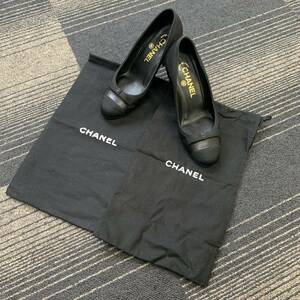 【T0306①】CHANEL シャネル ヒール パンプス サイズ35 女性用 レディース用 ブランド 黒 ブラック 靴 くつ サンダル ハイヒール