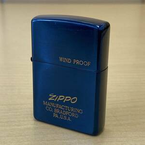 【TM0305②】 未使用 Zippo ジッポ WIND PROOF ブルー 青 オイルライター 着火未確認 喫煙具 喫煙グッズ コレクション