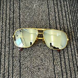 【TS0312】Cartier カルティエ サングラス メガネ 色付き ミラー 度入り? ゴールドカラー 6212 140 