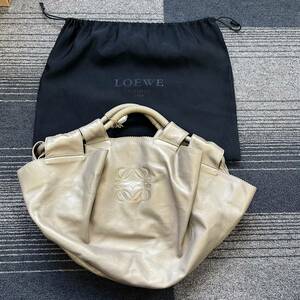 【T0317】LOEWE ロエベ ナッパアイレ ハンドバッグ ゴールドカラー 保存袋付き