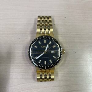 【TS0317】EVISU エビス EV-7011 腕時計 自動巻き 現状稼働品 ゴールドカラー 黒文字盤