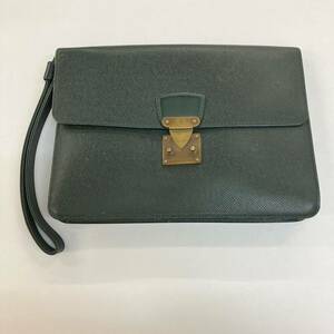 【TM0326】LOUIS VUITTON ルイヴィトン タイガセカンドバッグ ポシェットクラド ブラック レザー M30194 グリーン 劣化あり