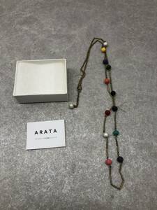 E）　ARATA　アラタ　和紙　ボール　ネックレス　箱入り　中古　