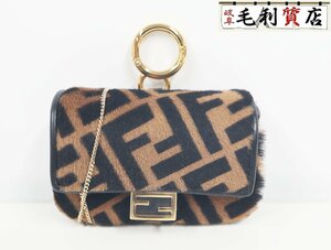  Fendi FENDI nano bageto очарование Zucca рисунок 7AR844 сумка очарование не использовался цепь сумка аксессуары мелкие вещи 