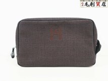 エルメス HERMES ポーチ グローブ　トロッター MM ブラウン トワルグランシェブロン 美品 クラッチバッグ セカンドバッグ_画像1