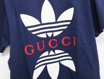 グッチ GUCCI × アディダス adidas サイズS 22SS 548334 XJEMJ ロゴプリントTシャツ ネイビー 極上美品 Tシャツ カットソー_画像4